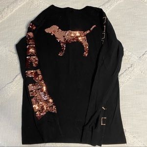 PINK Victoria’s Secret Black Sequenced Long Sleeve